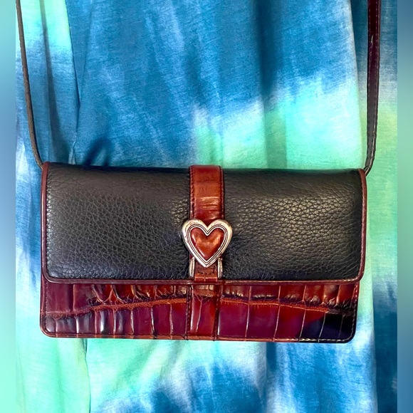 Brighton Brown Leather Mini Croc Embossed Flap Crossbody Bag Organizer Purse - Picture 3 of 15